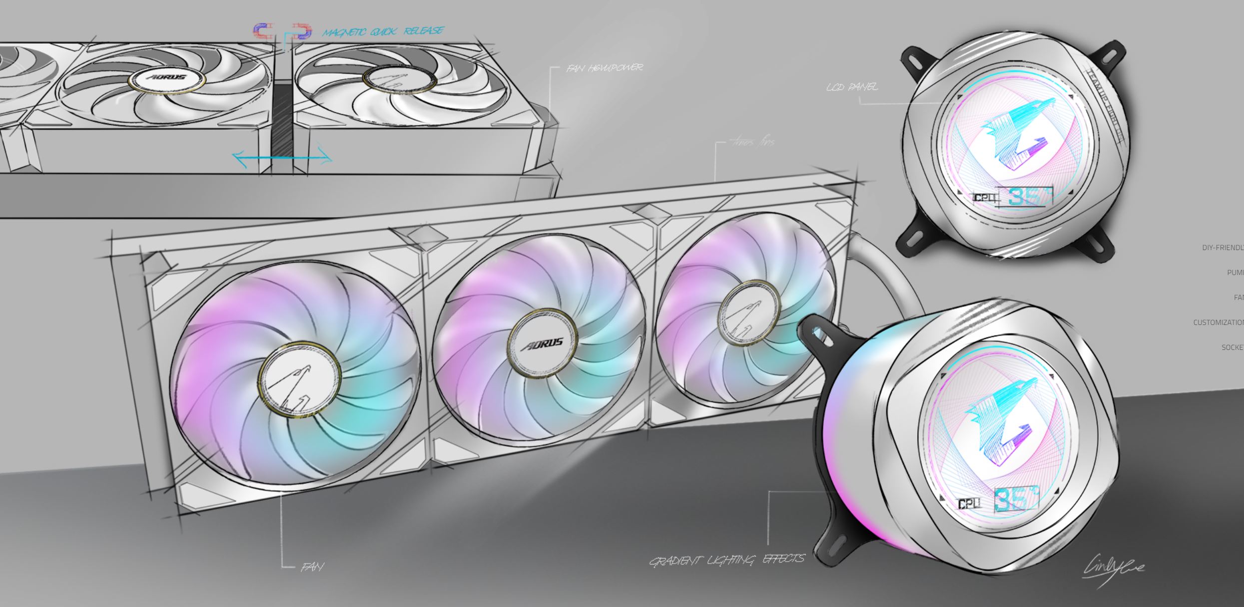 AORUS WATERFORCE X II 360 ICE Liquid CPU Cooler, 360mm Radiator